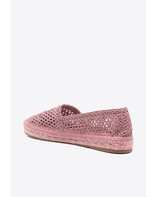 Chloé Pink Island Crochet Knit Espadrilles