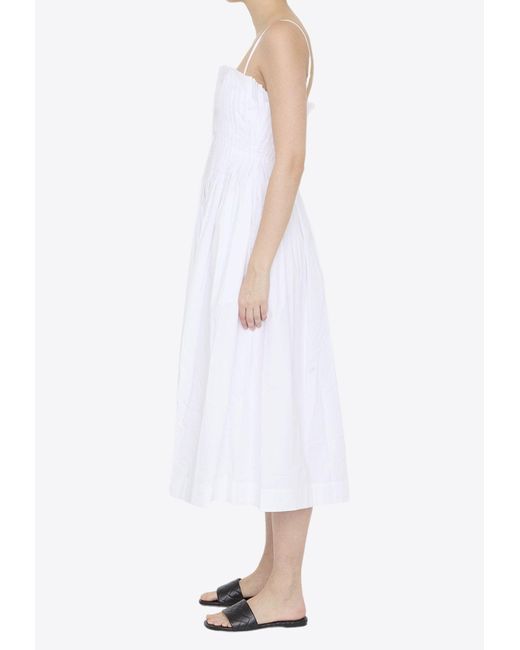 Staud White Bella Sleeveless Midi Dress