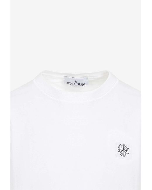 Stone Island White Logo Short-Sleeved T-Shirt for men