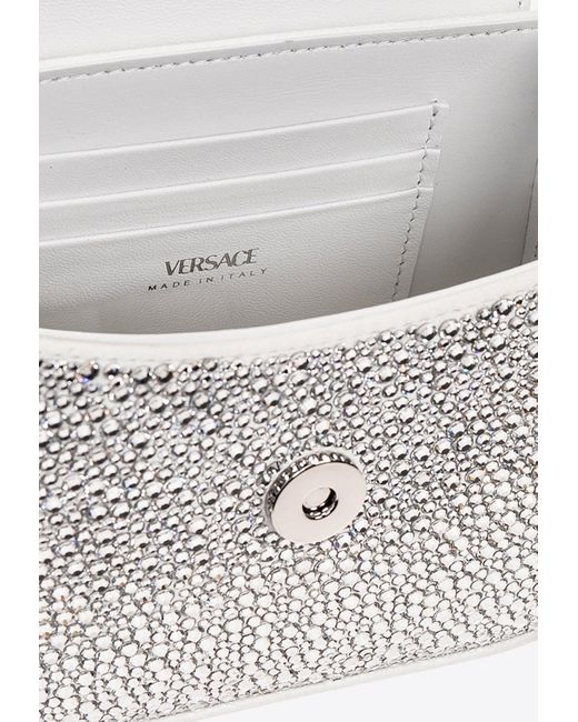Versace White Mini La Medusa Crystal Shoulder Bag