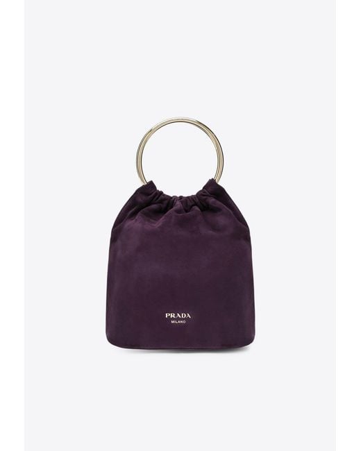 Prada Purple Mini Suede Bucket Bag