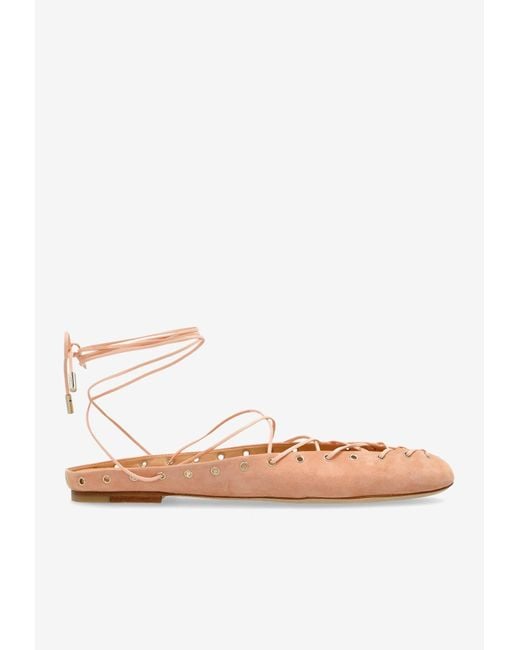 Chloé White Ghillies Lace-Up Ballet Flats