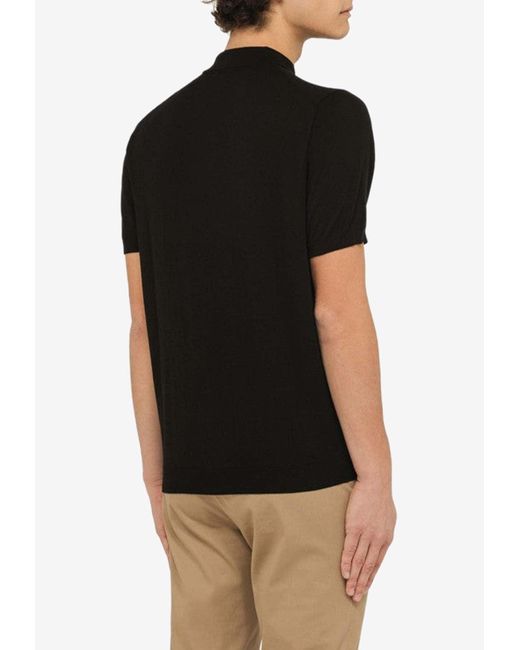 Drumohr Black Short-Sleeved Polo T-Shirt for men