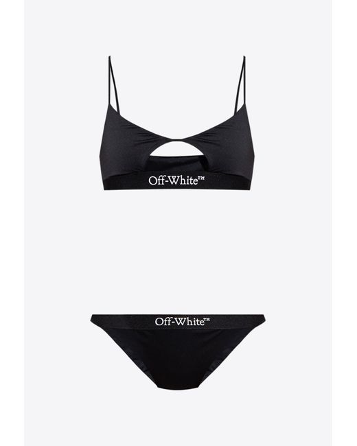 Off-White c/o Virgil Abloh Black Logo Band Cut-Out Bikini
