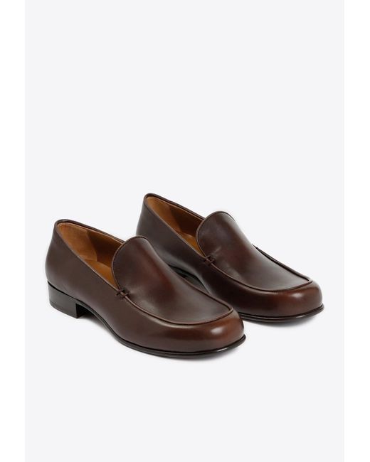 The Row Brown Flynn Classic Leather Loafers