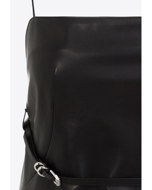 Givenchy Black Leather Sleeveless Belted Mini Dress