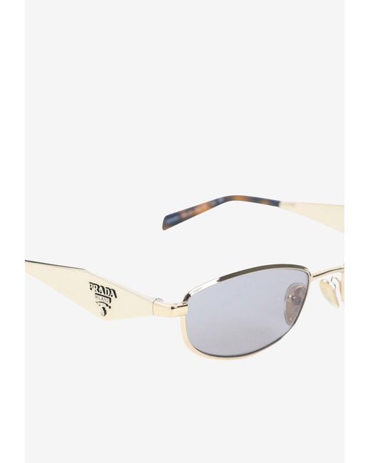 Prada White Logo Rectangular Sunglasses