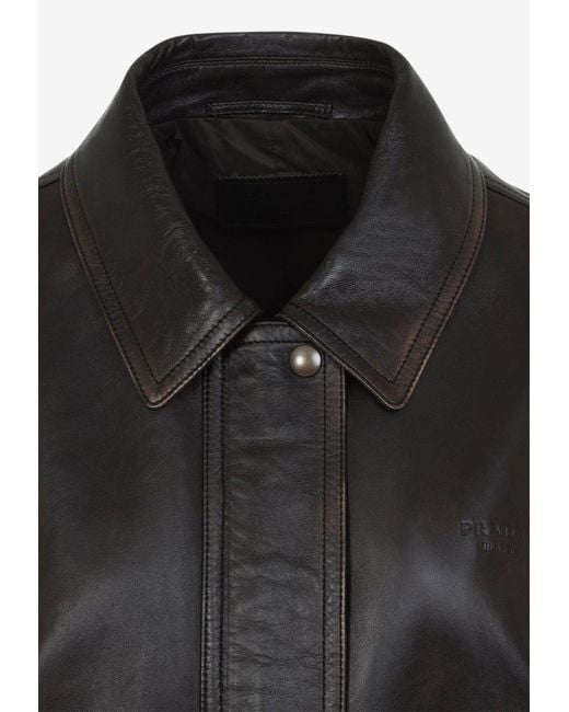 Prada Black Zip-Up Leather Jacket