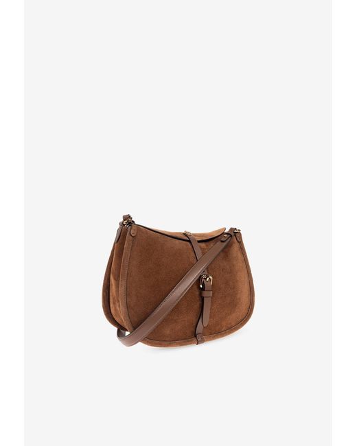 Etro Brown Medium Pony Suede Shoulder Bag