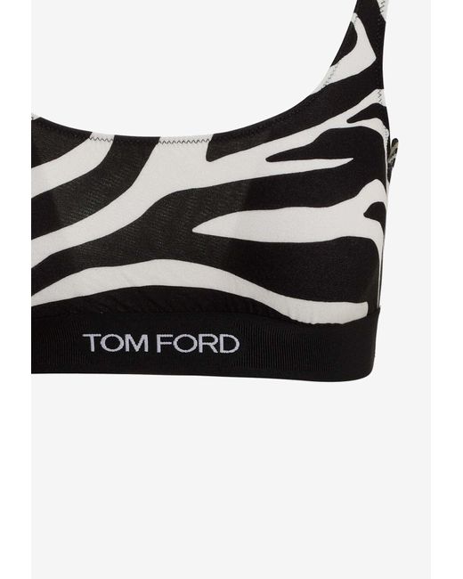 Tom Ford Black Open-Back Zebra-Pattern Cropped Top