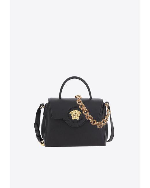 Versace Medium La Medusa Top Handle Bag in Black Lyst