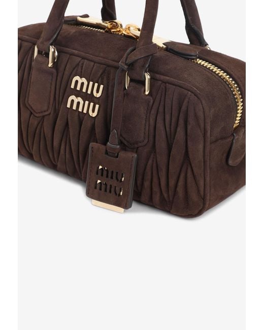 Miu Miu Brown Arcadie Matelassé Nappa Leather Shoulder Bag