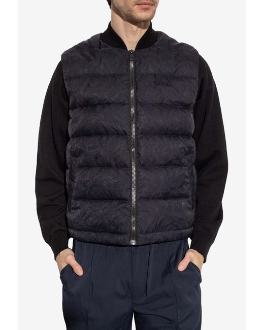 Versace Blue Barocco Pattern Quilted Vest for men