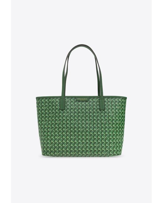 Tory Burch Green Medium Ever-Ready Monogram Tote Bag