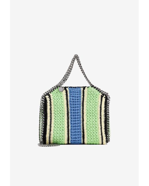 Stella McCartney Blue Mini Falabella Striped Crochet Tote Bag