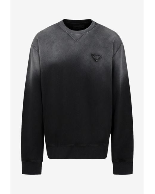 Prada Black Faded Crewneck Sweatshirt for men