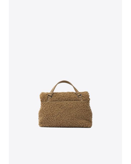Zanellato Brown Small Postina Shearling Top Handle Bag