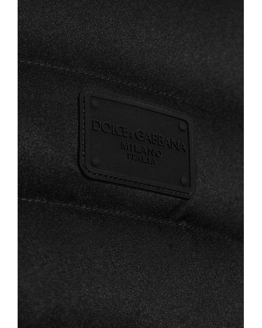 Dolce & Gabbana Black Logo Patch Hooded Long Down Jacket for men