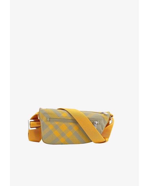 Burberry Yellow Shield Checked Crossbody Bag for men