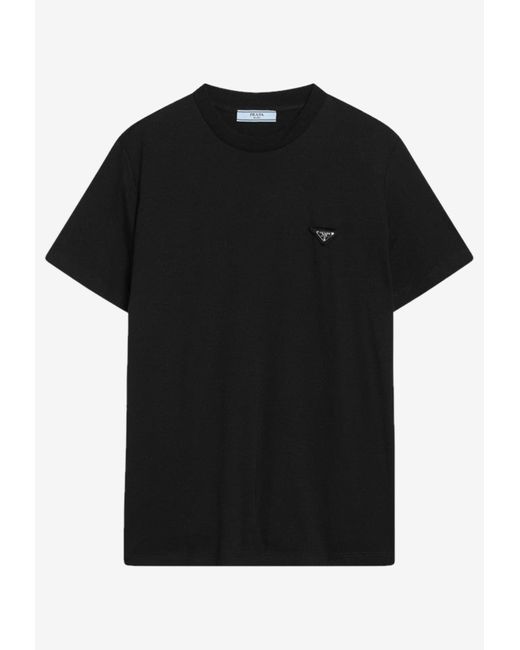 Prada Black Triangle Logo Crewneck T-Shirt