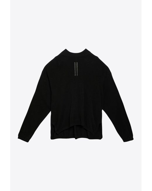 Rick Owens Black Semi-Transparent Crewneck Sweater for men