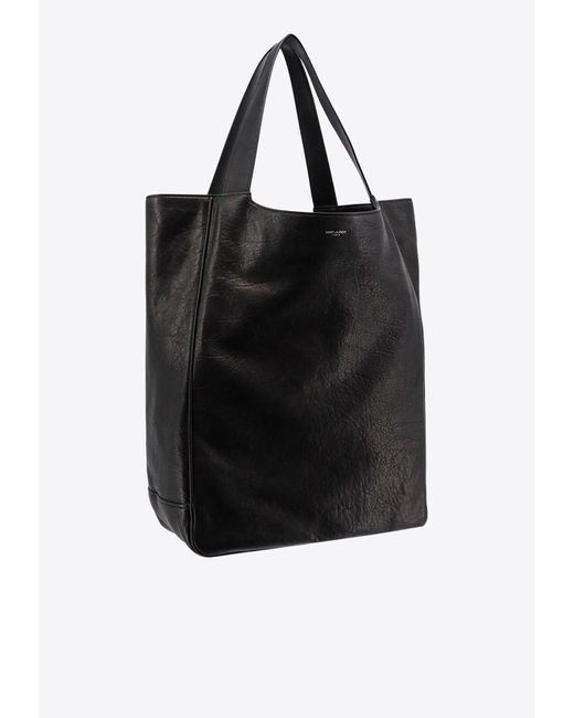 Saint Laurent Black Maxi Grained Leather Top Handle Bag for men