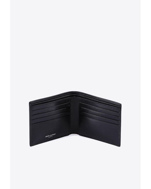 Saint Laurent Black Cassandre East/West Calf Leather Wallet for men