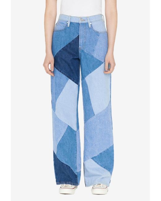 FRAME Le High N Tight Patchwork Jeans in Blue | Lyst