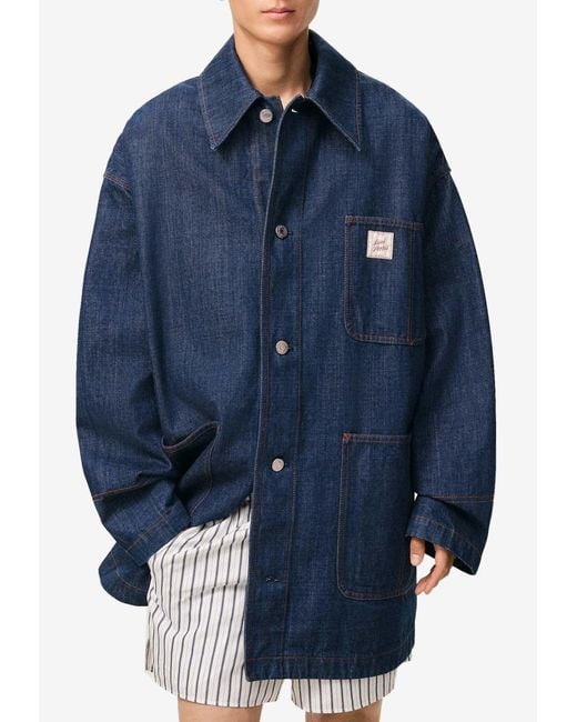 AMI Blue Logo Patch Denim Jacket for men
