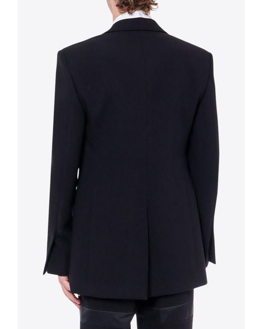 Ferragamo Blue Single-Breasted Tuxedo Blazer for men