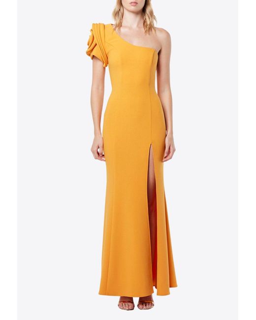 Elliatt Orange Electronica Rosetta One-shoulder Maxi Dress