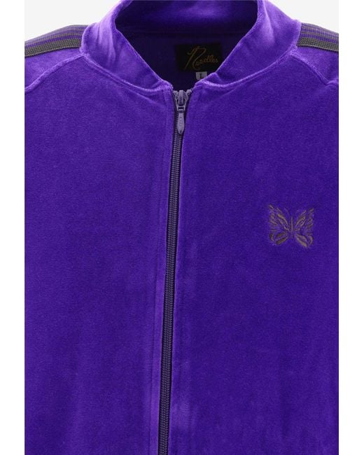 Needles Purple Velvet Zip-Up Jacket for men