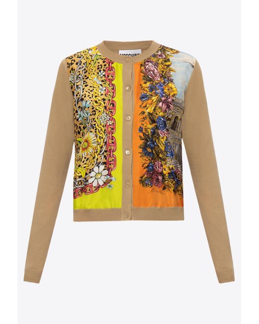 Moschino Multicolor Scarf Print Button-Up Cardigan