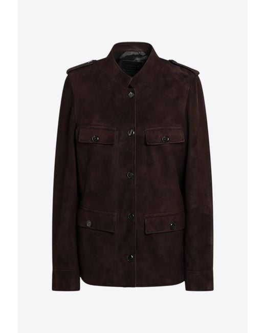 Prada Black Suede Buttoned Jacket