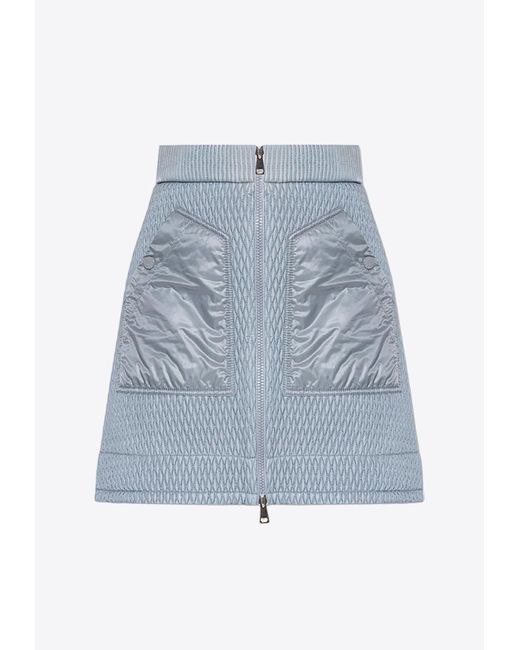 Moncler Blue A-line Quilted Mini Skirt