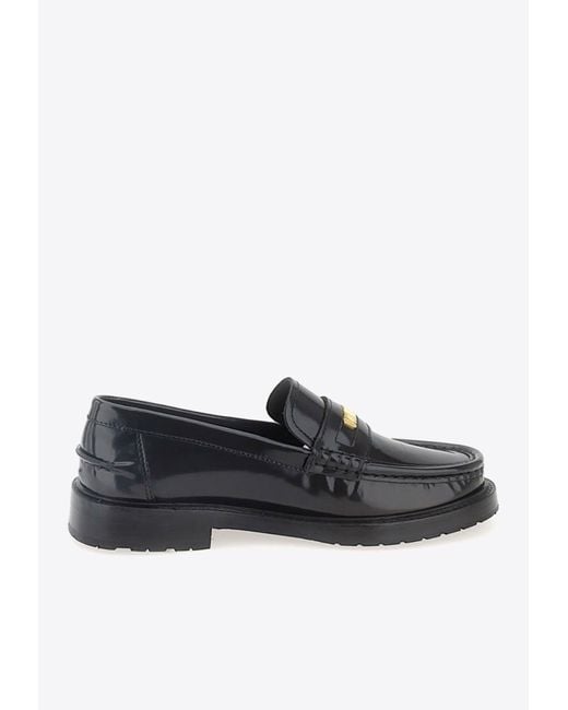 Moschino Black Logo Lettering Leather Loafers