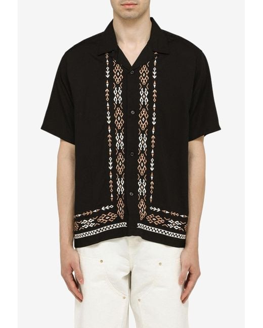 Carhartt WIP Black Geometric Embroidery Shirt for men