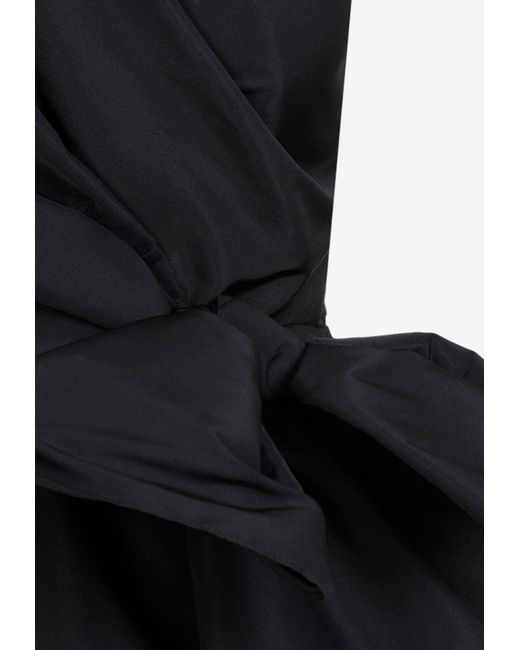 Alexander McQueen Black Asymmetric Drape Bow Top