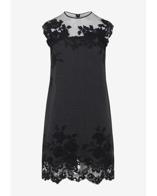 Ermanno Scervino Black Lace-Insert Mini Dress