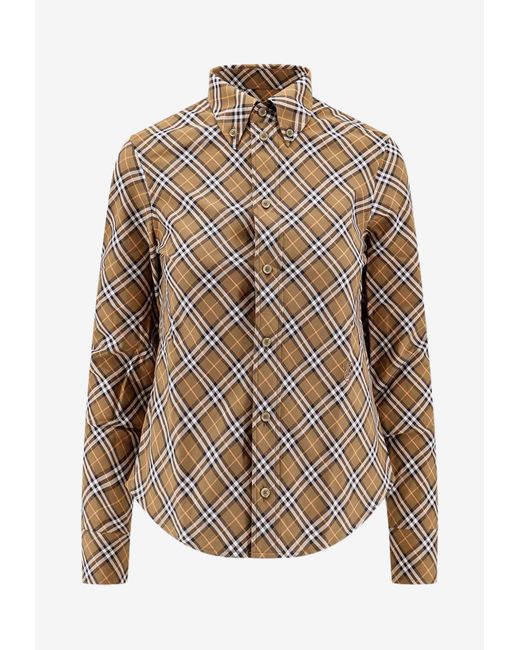 Burberry Brown Vintage Check Long-Sleeved Shirt