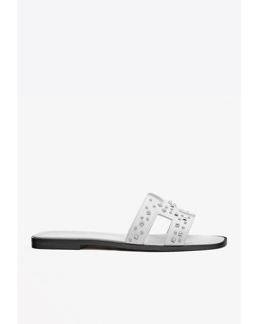 Hermès Oran Stud H Cut-out Sandals In Calf Leather in White | Lyst