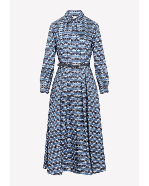 ワンピースその他 S Max Mara White/blue striped shirt dress MaxMara weekend Dress striped cotton 4 stand up collar blue
