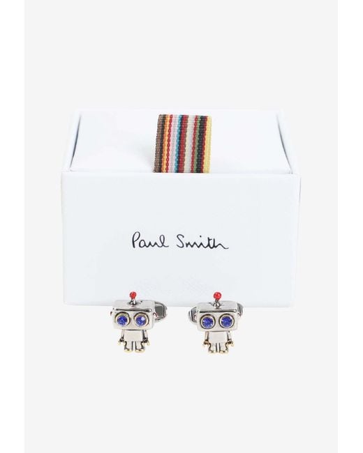 Paul Smith White Robot Striped Cufflinks for men