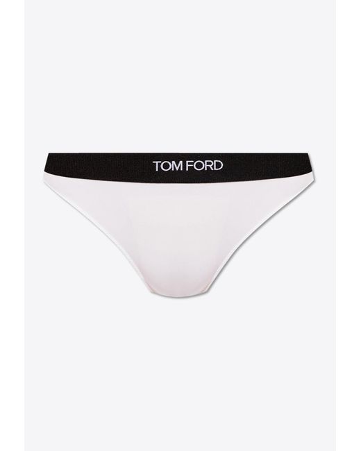 Tom Ford Black Logo Waistband Thong