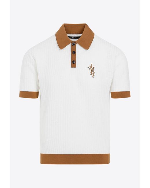Amiri White Logo Short-sleeved Polo T-shirt for men
