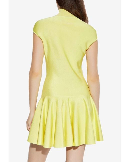 Givenchy Yellow Turtleneck Flared Mini Dress