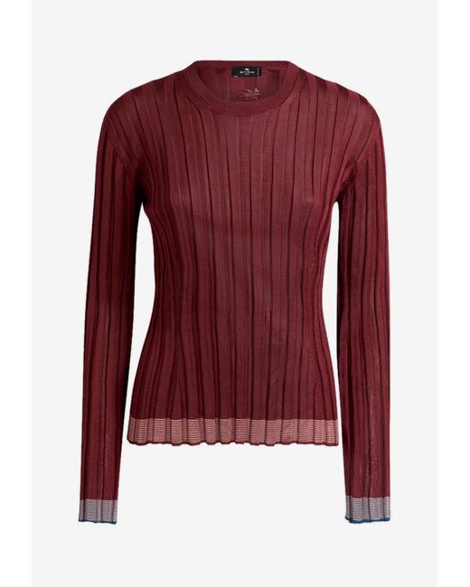 Etro Red Ribbed Sweater