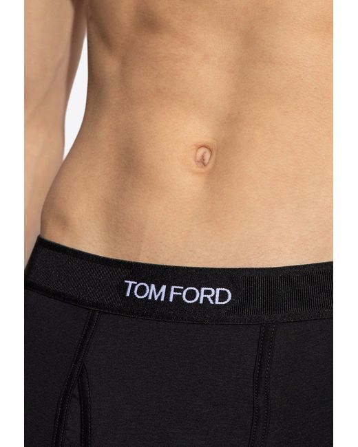Tom Ford Black Logo Jacquard Boxer Briefs for men