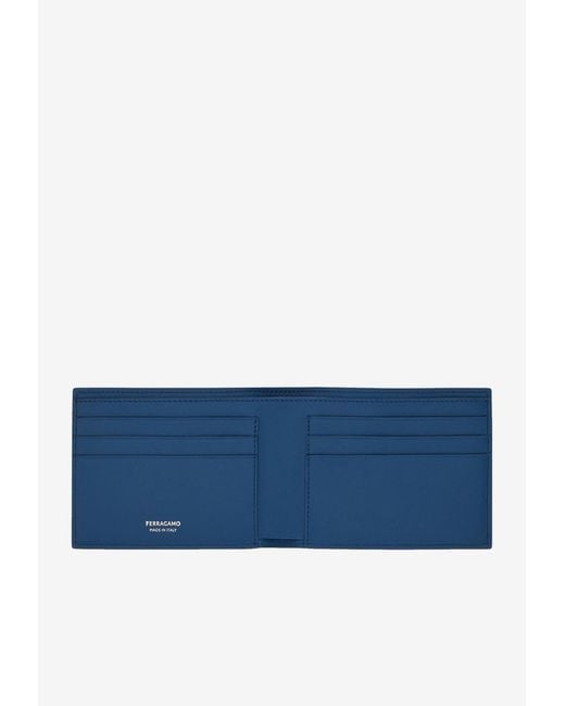Ferragamo Blue Gancini Python-Embossed Leather Wallet for men