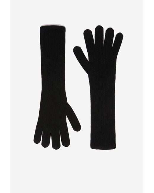 Max Mara Black Jock Ribbed Embroidered Gloves